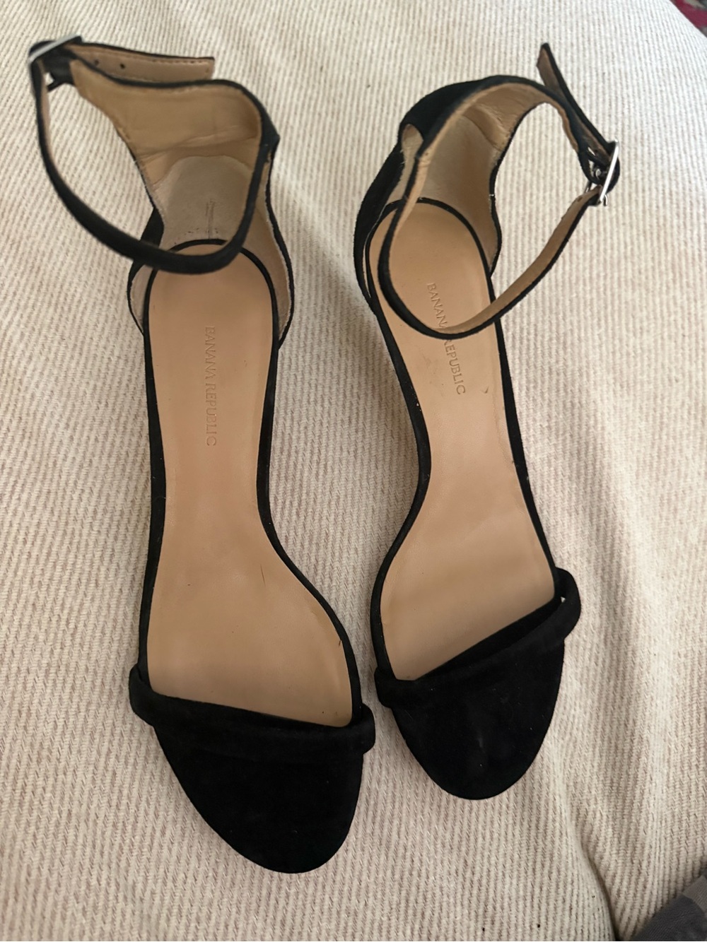 Banana Republic Black Suede Ankle-Strap Heels